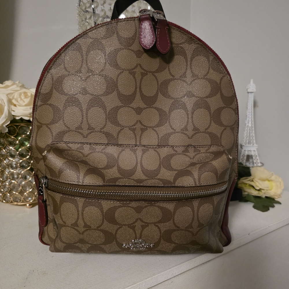 Coach Brown and Red Signature Bag